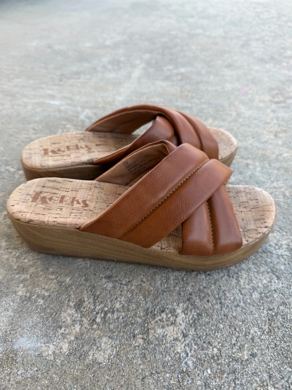 Korks by Kork-Ease Faithe Platform Sandals Brown Crossover Strappy Size 6